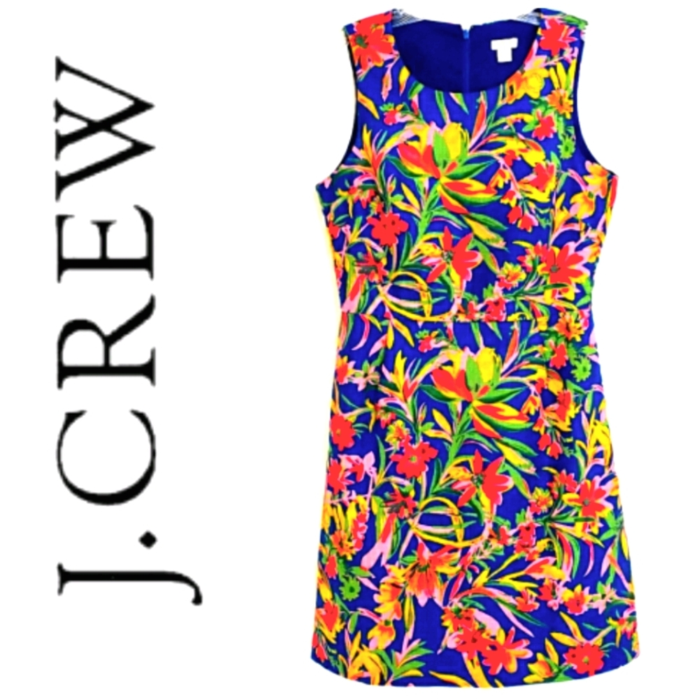 NWOT J.CREW Tropical Print Sleeveless Sheath Dress